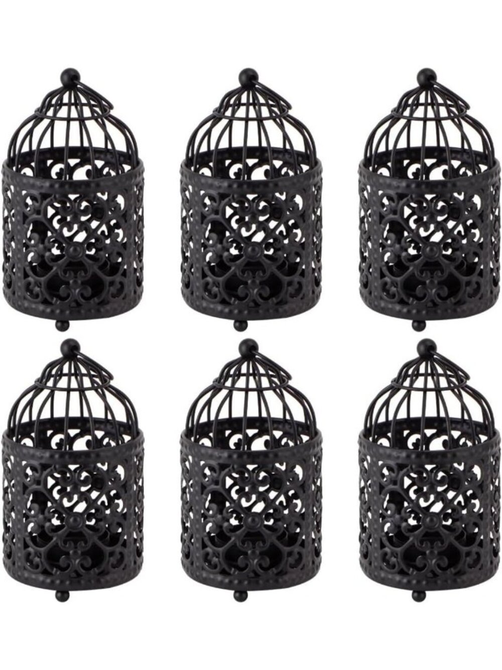 Set of 6 Small Metal Candle Holders - Tealight Lanterns for Indoor/Outdoor Decor